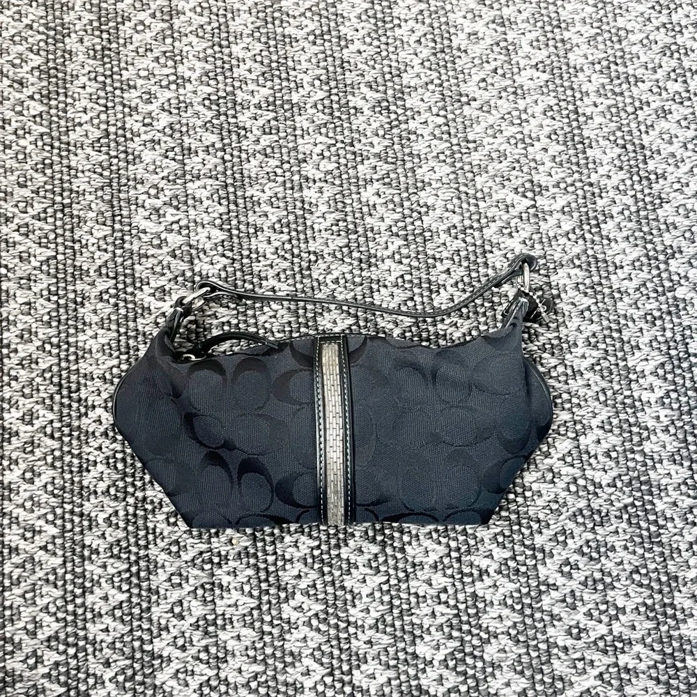 Coach Black Signature Canvas Mini Shoulder Bag - Picture 2 of 5